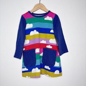 Mini Boden Rainbow Clouds Striped Pocket Dress Size 3-4yrs *Play Condition